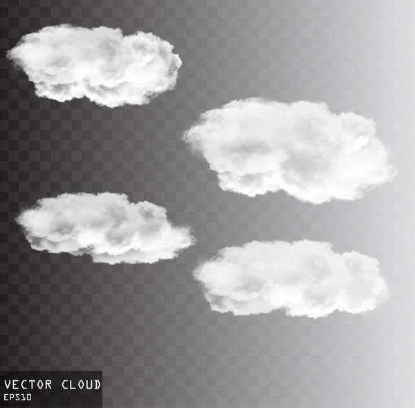 Nubes vectoriales sobre fondo transparente — Vector de stock