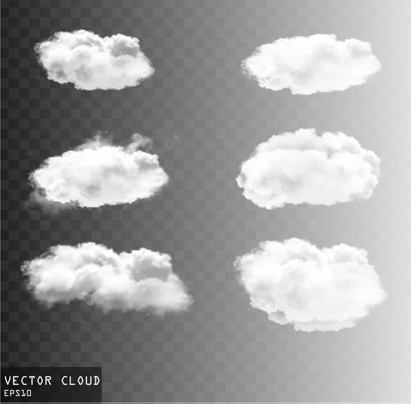 Vektorové mraky nad průhlednou kolekcí pozadí — Stockový vektor