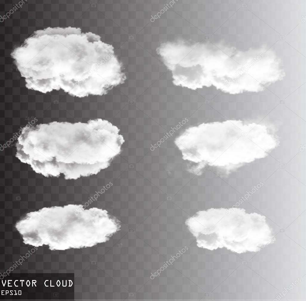 Vector clouds over transparent background collection