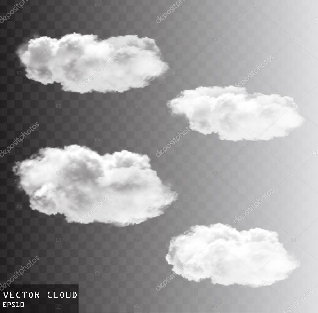 Vector clouds over transparent background collection