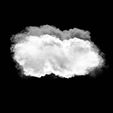Siyah arka plan üzerinde izole tek beyaz bulut