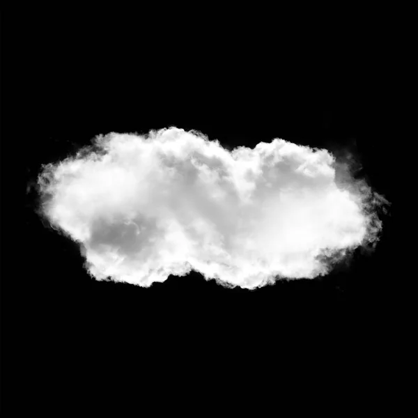 Einzelne weiße Wolke isoliert über schwarzem Hintergrund — Stockfoto