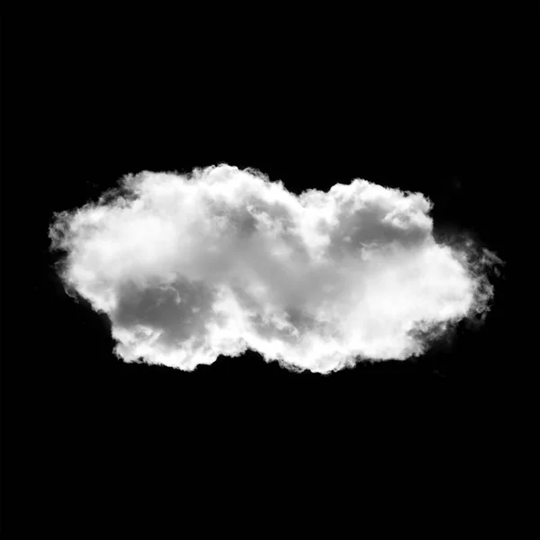 黒の背景に分離された単一の白い雲 — ストック写真