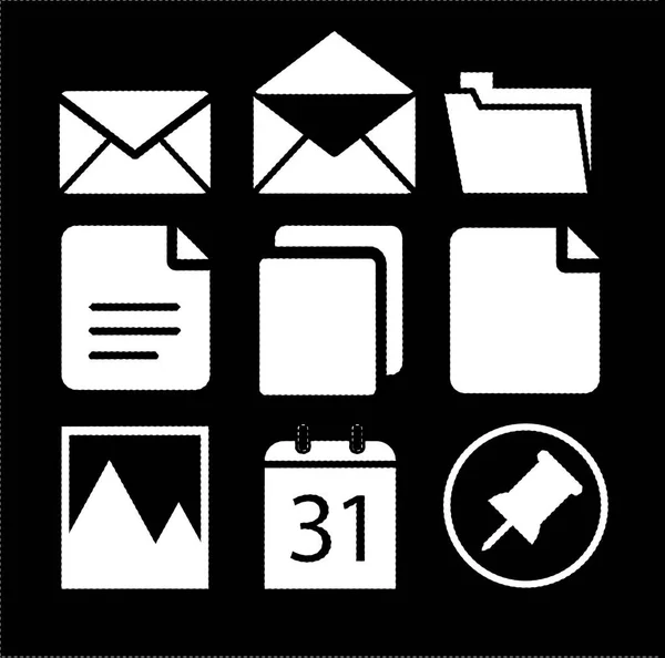 Dashed line vector icons set, office icons