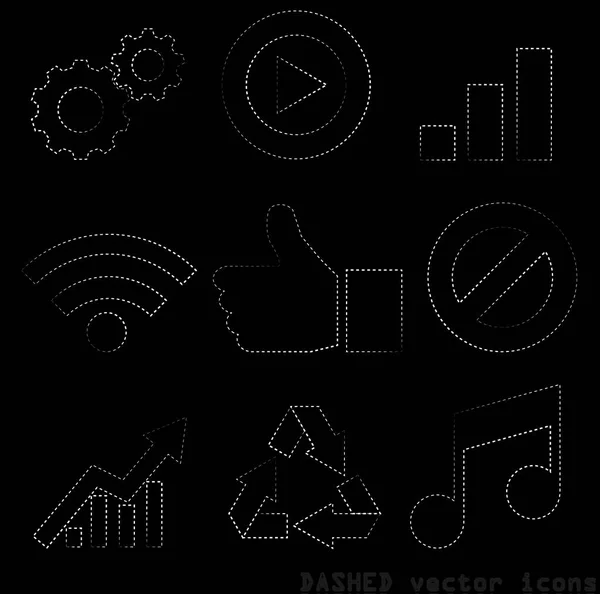 Dashed line vector icons set — Stock Vector