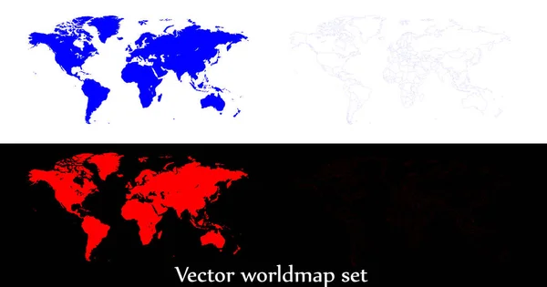 Illustration de carte du monde vectorielle isolée au dos blanc et noir — Image vectorielle