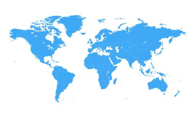 Renkli vektör dünya harita illüstrasyon izole üzerinde beyaz backgr