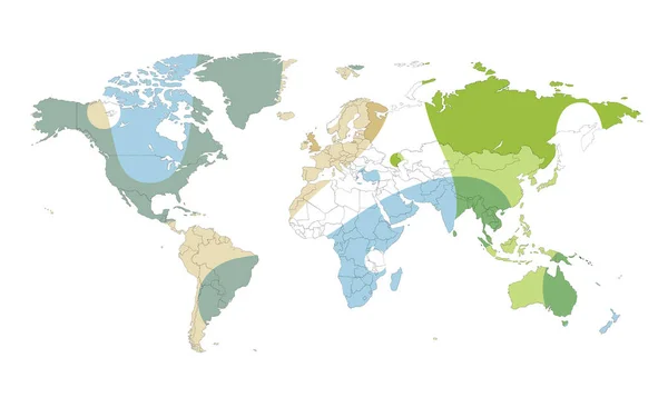 Kolorowe wektor świat Mapa ilustracja na białym tle nad białym tle — Wektor stockowy