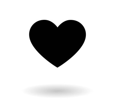 Beyaz arka plan üzerinde izole siyah kalp vektör simgesi