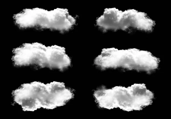 White clouds set isolated over black background — Stock Photo, Image