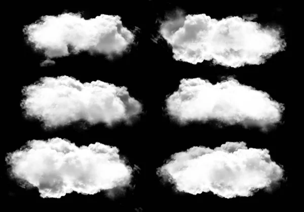 Nuvens brancas conjunto isolado sobre fundo preto — Fotografia de Stock