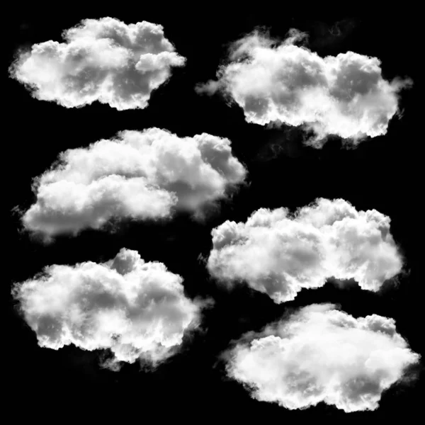 Grande coleção nuvem isolada sobre fundo preto — Fotografia de Stock