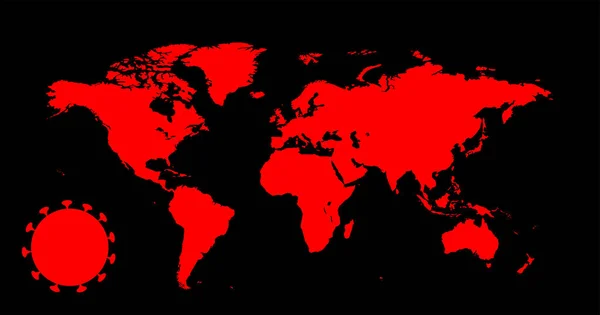 Mapa Wektorowa Świata Ilustruje Epidemię Koronawirusów — Wektor stockowy