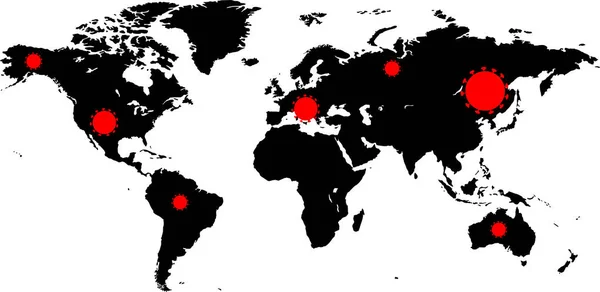 Ilustración Del Mapa Mundial Vectorial Epidemia Coronavirus — Archivo Imágenes Vectoriales