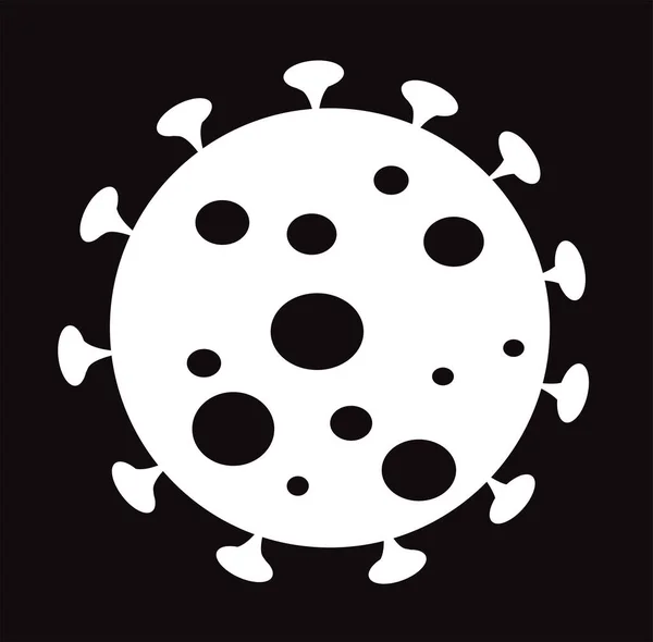 Icono Del Vector Coronavirus Aislado Sobre Fondo Negro — Vector de stock