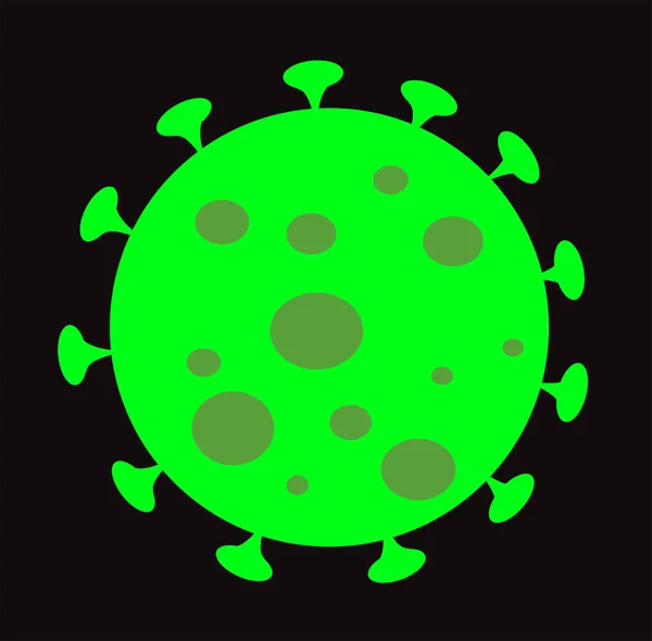 Icône Vectorielle Coronavirus Isolée Sur Fond Noir — Image vectorielle