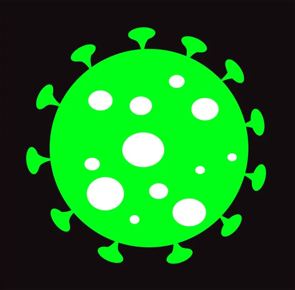 Icono Del Vector Coronavirus Aislado Sobre Fondo Negro — Vector de stock