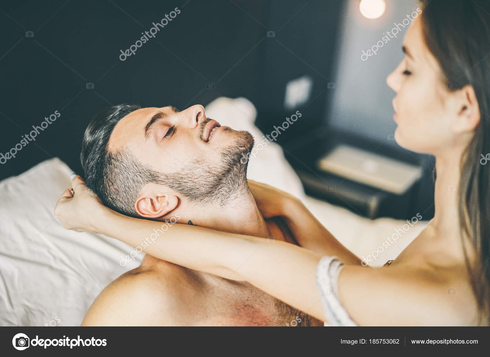 Young Passionate Couple Having Sex Bed Home Sensuality Girl Pulling Stock Photo by ©AlessandroBiascioli 185753062 pic