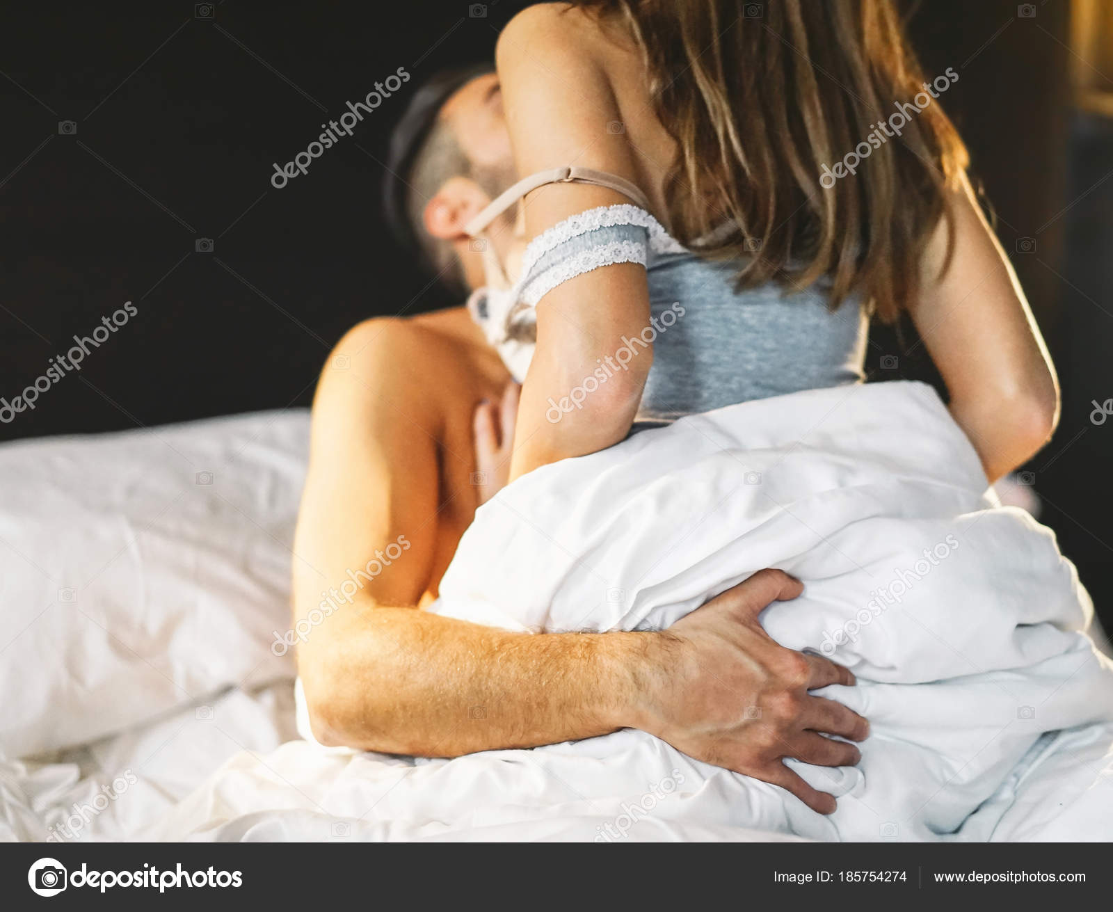 Beautiful Passionate Young Couple Having Sex Bed Home Intimate Sensual Stock Photo by ©AlessandroBiascioli 185754274 image pic
