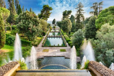 Villa d'Este, Tivoli, İtalya havadan görünümü