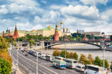 Havadan görünümü Moskova Nehri ve Kremlin, Moskova, Rusya Federasyonu