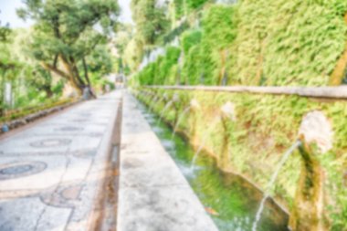 Yüz çeşmeler ile ufuk arka plan Villa d'Este, Tivoli, İtalya
