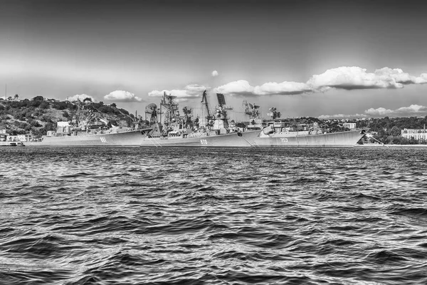 August 2016 Soviet Russian Black Sea Fleet Warships Standing Quay — Stock Photo, Image