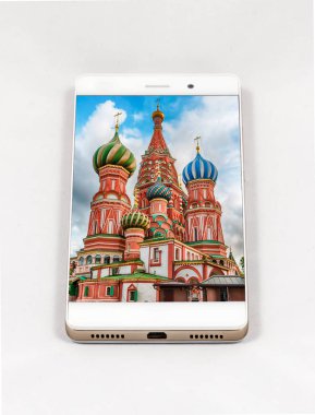 Modern smartphone Moskova, Rusya resmini tam ekran görüntüleme