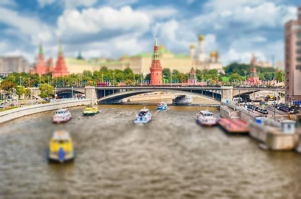 Letecký pohled na řeku Moskva a Kreml, Moskva, Rusko — Stock fotografie