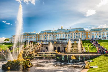 Scenic view of the Grand Cascade, Peterhof Palace, Russia clipart