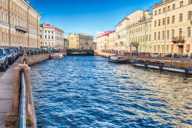 Doğal görünümü üzerinde Moika nehir dolgu, St. Petersburg, Rusya Federasyonu
