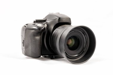 Beyaz arka plan üzerinde izole siyah unbranded Dslr fotoğraf makinesi