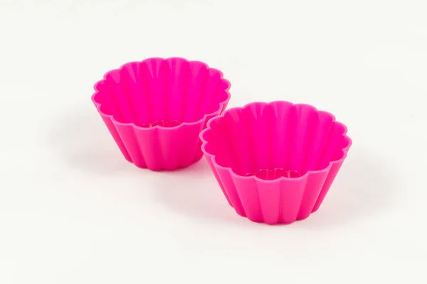 Roze siliconen taart cups — Stockfoto