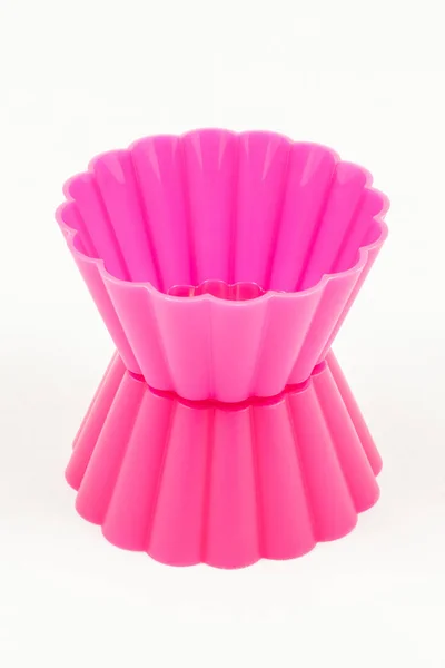 Рожеві силіконові чашки для торта — стокове фото