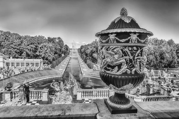 Schilderachtig uitzicht vanaf het terras van Peterhof Palace, Rusland — Stockfoto