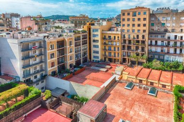 Barselona da Catalonia (Barselona), bir iç avlu üzerinde havadan görünümü