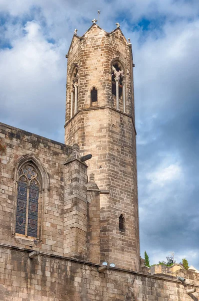 Medieval tower in Placa del Rei, Barcelona, Catalonia, Spain