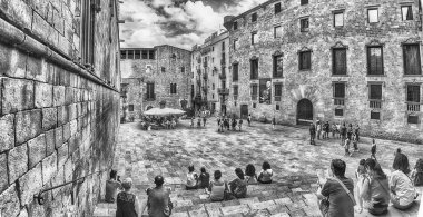 Panoramik Placa del Rei, Barcelona, Katalonya, İspanya