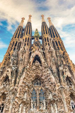 İsa'nın Doğuşu cephe Sagrada Familia, Barcelona, Katalonya, İspanya