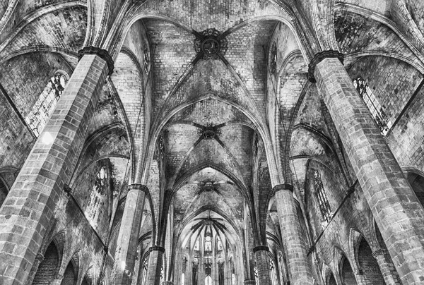 stock image Interior of Santa Maria del Mar in Barcelona, Catalonia, Spain