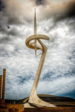 Montjuic iletişim Kule Olimpiyat Parkı Barcelona, Catalonia, İspanya
