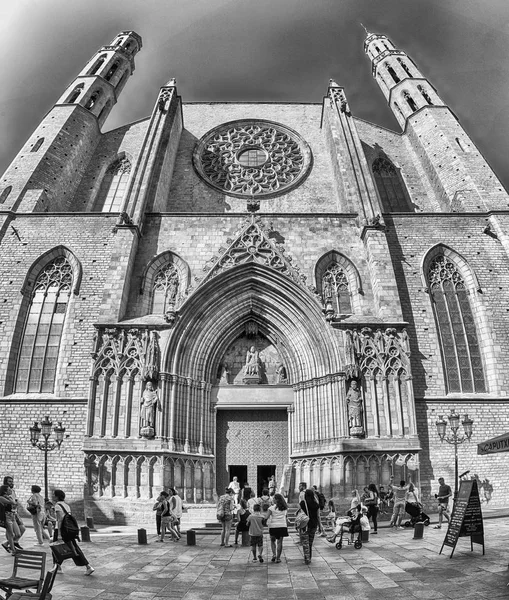 Fasada Santa Maria del Mar Kościół, Barcelona, Katalonia, Hiszpania — Zdjęcie stockowe