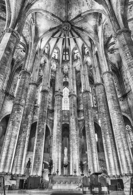 Santa Maria del Mar iç Barcelona, Catalonia, İspanya