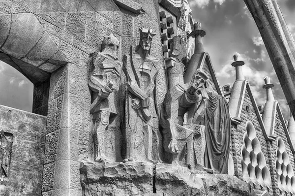 Detail van de gevel van de passie, Sagrada Familia, Barcelona, Catalonië, Spanje — Stockfoto