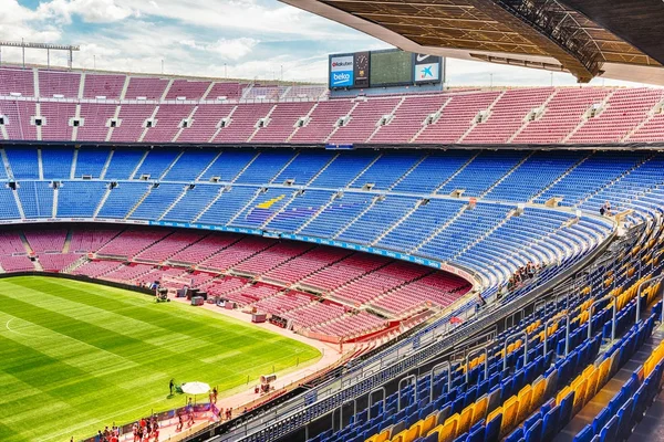 Belső Camp Nou, hazai stadionja az az Fc Barcelona, Katalónia, Spanyolország — Stock Fotó
