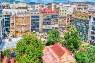 Barcelona, İspanya, Spa bir iç avlu üzerinde havadan görünümü