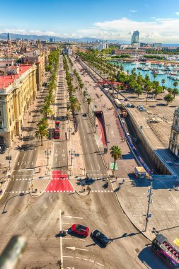 Passeig de Colom, Barcelona, Katalonya, İspanya Hava görünümünü