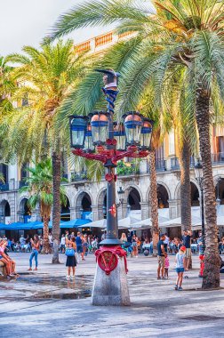 Lantern by Antoni Gaudi Placa Reial, Barcelona, Katalonya, İspanya