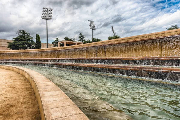 Detail des Brunnens im Olympiapark, Barcelona, Katalonien, Spanien — Stockfoto