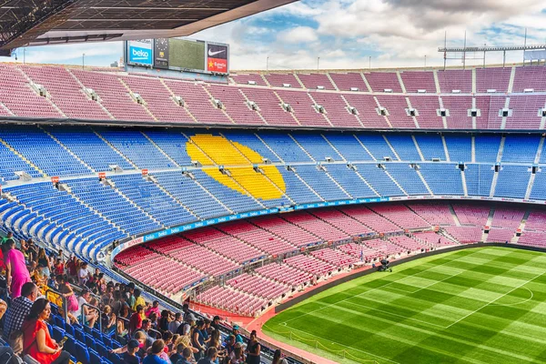 Belső Camp Nou, hazai stadionja az az Fc Barcelona, Katalónia, Spanyolország — Stock Fotó